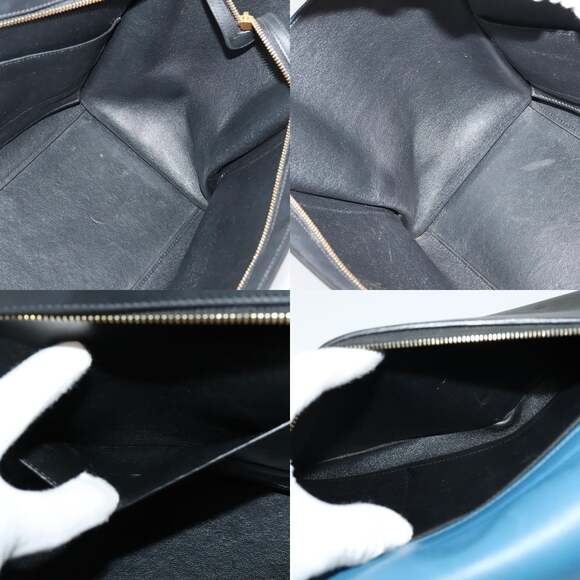 CELINE Trapeze Hand Bag Leather Blue Gold - Picture 12 of 13